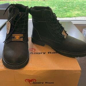 Angry Ram Black Steel Toe Men's Boots